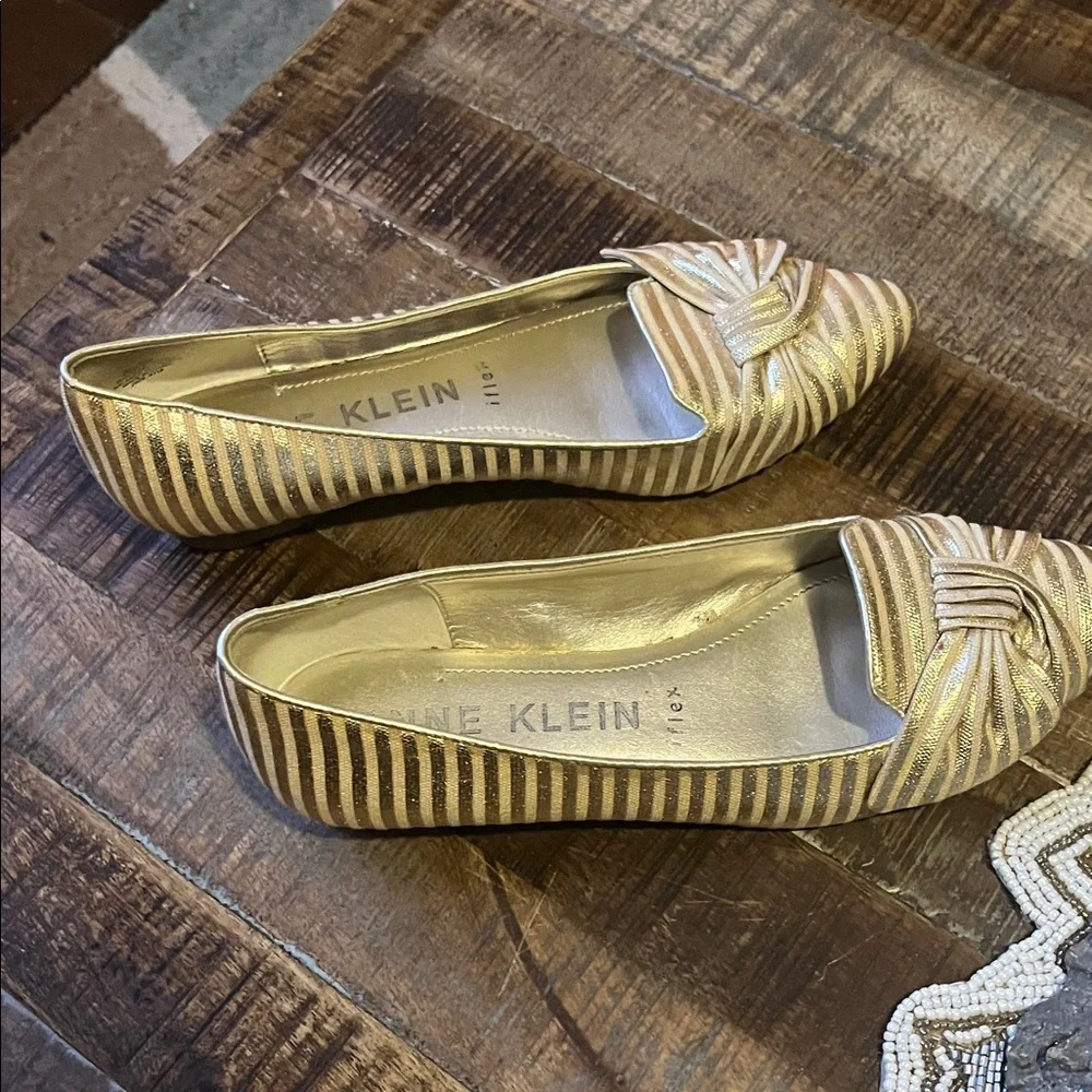 Anne Klein Metallic Striped Flats - Picture 5 of 6